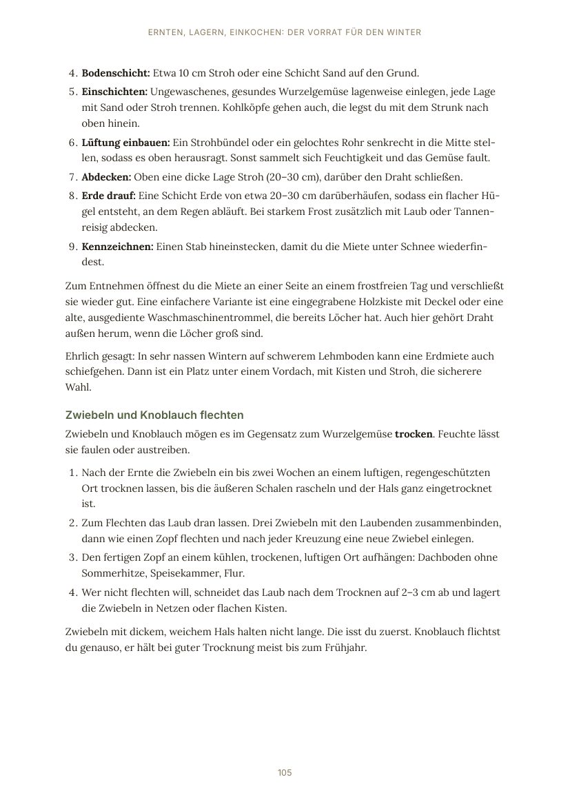 Buchseite: Erdmiete bauen